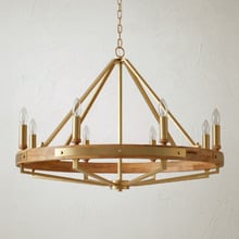 Corey Iron & Oak Wood 8 Light Pendant